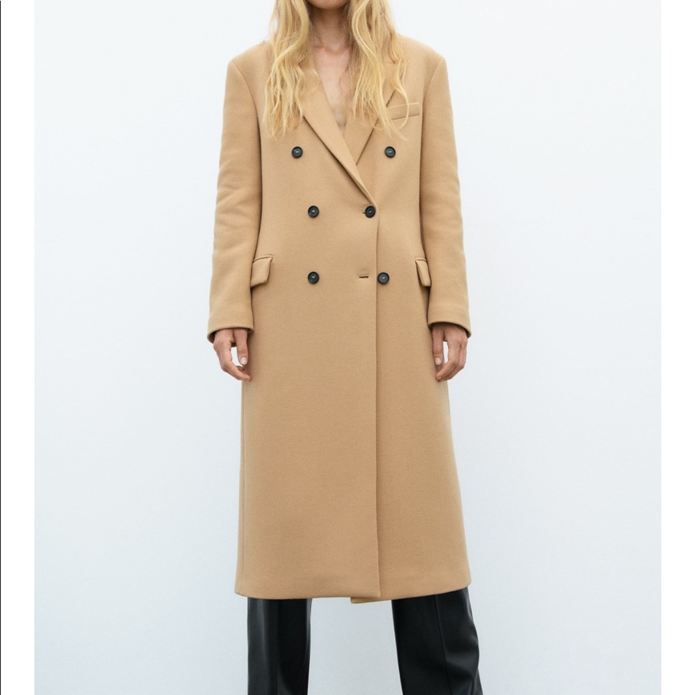 Zara Oversized Wool Coat Light Camel NWT
